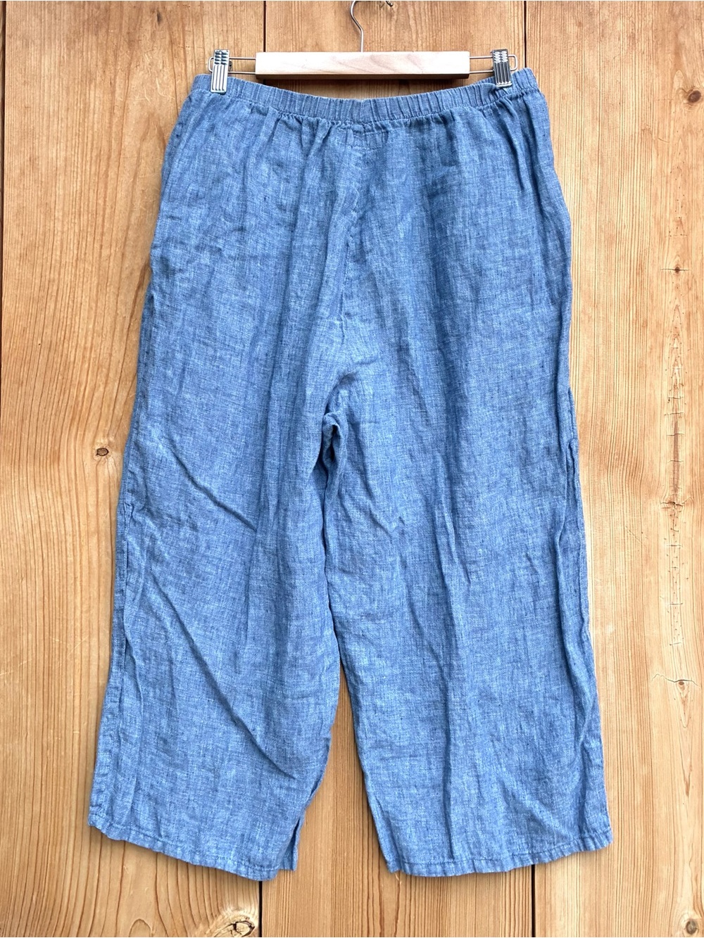 Flax Blue Linen Cropped Pants Sz Medium - Picture 6 of 6